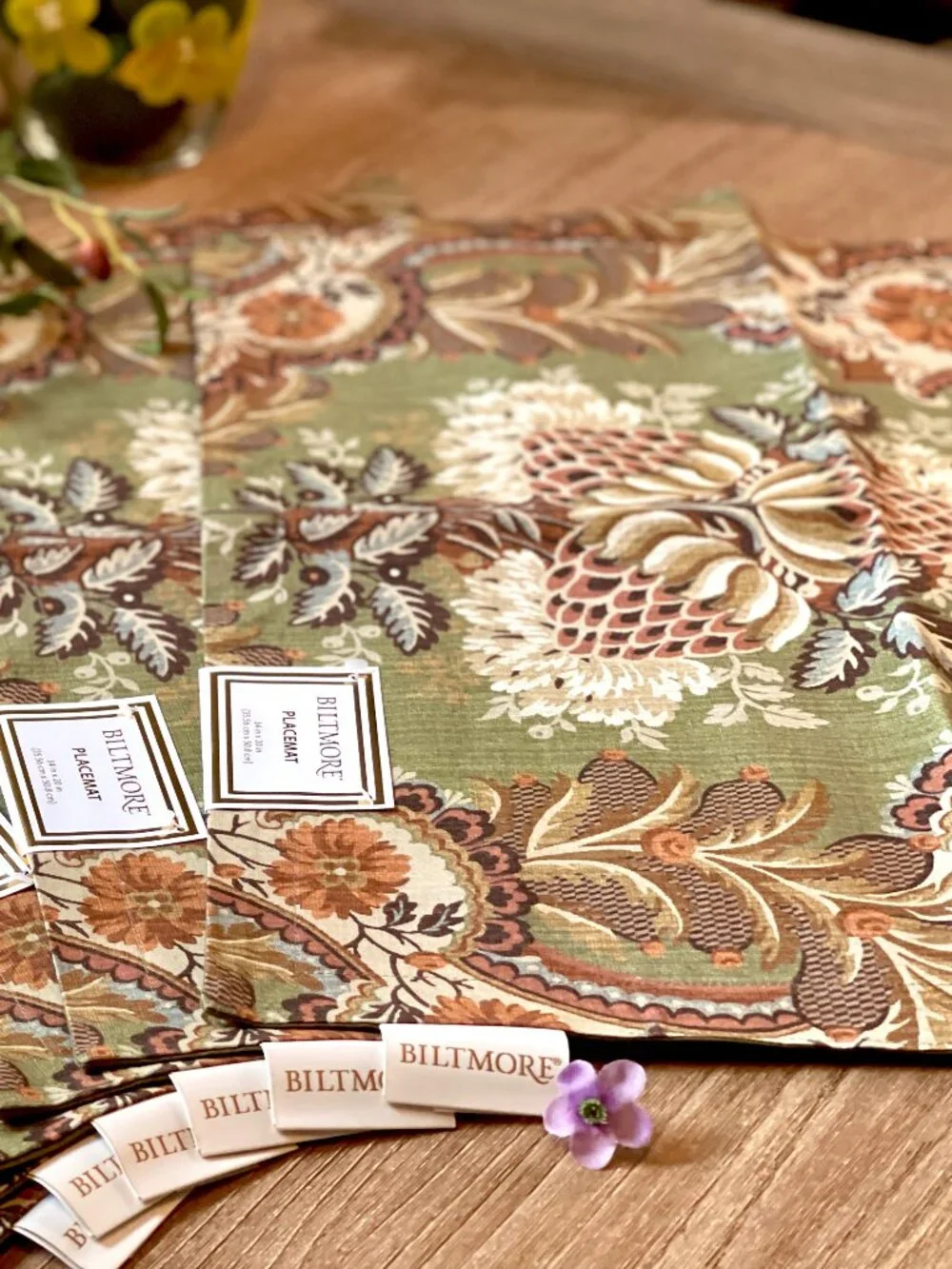 Biltmore Fall Tapestry Floral Jacquard Placemats Set of 6 NWT